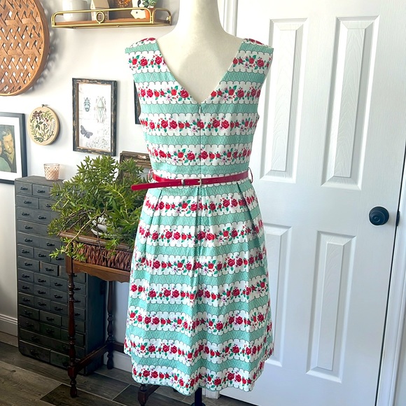 Joanie Clothing Red Rose Teal Dress - Picture 4 of 6